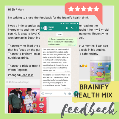 BRAINify Nutrition Powder for Children & Teens | 7 Brain Health Ayurvedic Herbs + Millets + Nuts | No Refined Sugar | Yummy Flavour