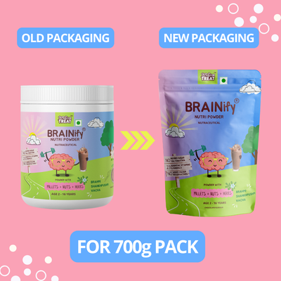 BRAINify Nutrition Powder for Children & Teens | 7 Brain Health Ayurvedic Herbs + Millets + Nuts | No Refined Sugar | Yummy Flavour