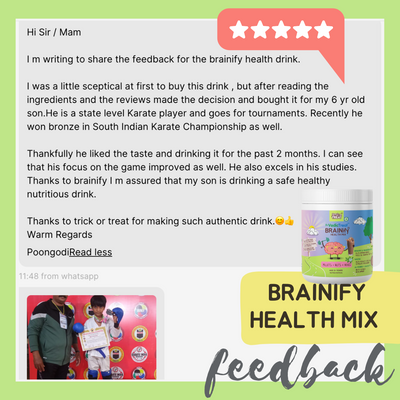 BRAINify Nutrition Powder for Children & Teens | 7 Brain Health Ayurvedic Herbs + Millets + Nuts | No Refined Sugar | Yummy Flavour